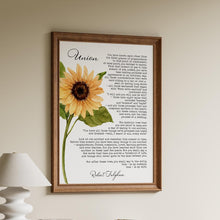 Load image into Gallery viewer, Union By Robert Fulghum Wedding poem wall art Anniversary Gift Poetry Poster Print - Full Poem - Framed &amp; Unframed Options
