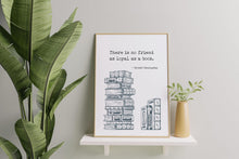 Load image into Gallery viewer, Ernest Hemingway Book Quote Print – Literary Wall Art, Book Lover Gift, Reading Decor, Book Stack Illustration Framed &amp; Unframed Options

