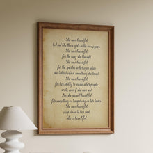 Load image into Gallery viewer, She Was Beautiful F Scott Fitzgerald Quote Valentines Gift For Her
