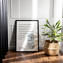 Load image into Gallery viewer, Jane Austen Reading Quote from Pride and Prejudice - I declare after all there is no enjoyment like reading! - Reading Nook Decor

