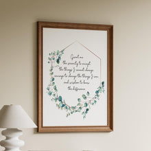 Load image into Gallery viewer, Serenity Prayer Print: Non-Religious, AA Gift, Watercolor Eucalyptus
