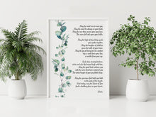 Load image into Gallery viewer, Irish Wedding Blessing Print – Celtic Prayer Wall Decor, Elegant Watercolor Eucalyptus Art, Wedding Gift, Framed or Unframed
