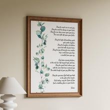 Load image into Gallery viewer, Irish Wedding Blessing Print – Celtic Prayer Wall Decor, Elegant Watercolor Eucalyptus Art, Wedding Gift, Framed or Unframed
