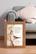 Load image into Gallery viewer, Matthew 6:26-27 Print NIV Bible verse "Look at the birds" - Scripture Wall Art - Bible print for Home Framed &amp; Unframed Options
