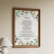 Load image into Gallery viewer, Union By Robert Fulghum Wedding poem wall art - Full Poem
