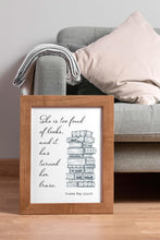Load image into Gallery viewer, She is too fond of books - Louisa May Alcott Book Lover Print, Book Nook Decor
