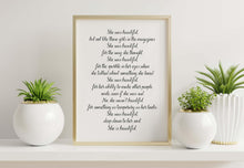 Load image into Gallery viewer, She Was Beautiful F Scott Fitzgerald Quote Valentines Gift For Her
