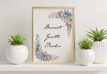 Load image into Gallery viewer, Dearest Gentle Reader Poster, Book Lover Gift
