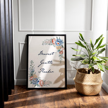 Load image into Gallery viewer, Dearest Gentle Reader Poster, Book Lover Gift
