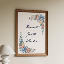 Load image into Gallery viewer, Dearest Gentle Reader Poster, Book Lover Gift
