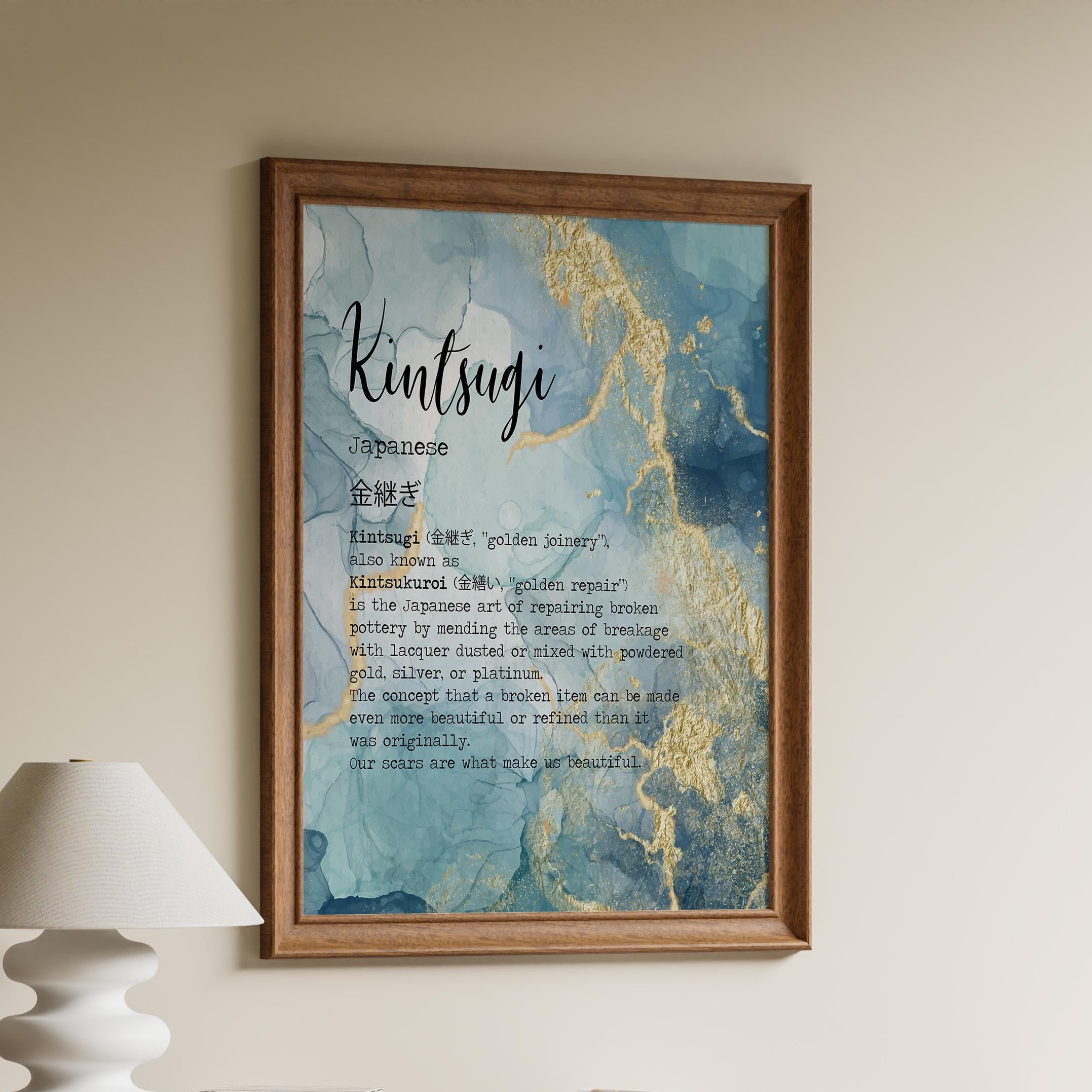 Kintsugi Meaning Print, Japanese wall art, Kintsukuroi Definition Post ...