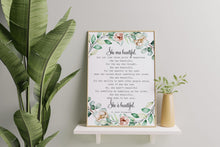 Load image into Gallery viewer, She Was Beautiful F Scott Fitzgerald Quote With Watercolor Wreath - Valentines Day Gift For Her - Framed and Unframed Options
