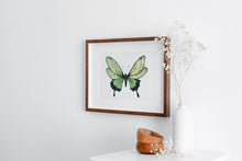 Load image into Gallery viewer, Green Butterfly Wall Art – Nature-Inspired Watercolor Print
