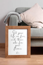 Load image into Gallery viewer, Rumi quote - Set your life on fire. Seek those who fan your flames - inspirational gift inspiring print Unframed poster dorm decor UNFRAMED

