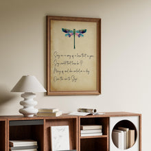 Load image into Gallery viewer, Skye Boat Song Lyrics Wall Art "Sing me a song of a lass that is gone" Scottish Lyric Wall Art With Dragonfly Framed &amp; Unframed Options
