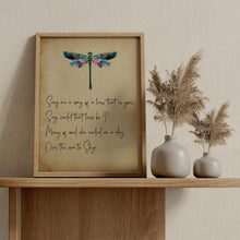 Load image into Gallery viewer, Skye Boat Song Lyrics Wall Art "Sing me a song of a lass that is gone" Scottish Lyric Wall Art With Dragonfly Framed &amp; Unframed Options
