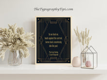 Load image into Gallery viewer, The Great Gatsby Print F Scott Fitzgerald Quote "So we beat on, boats against the current..."
