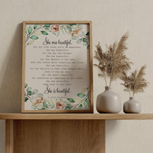 Load image into Gallery viewer, She Was Beautiful F Scott Fitzgerald Quote With Watercolor Wreath - Valentines Day Gift For Her - Framed and Unframed Options
