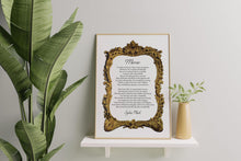 Load image into Gallery viewer, Sylvia Plath 'Mirror' Poem Print: Home Library Decor

