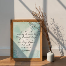Load image into Gallery viewer, Serenity Prayer Print Non Religious Version Without God sobriety gift for 12 step recovery Framed &amp; Unframed Options
