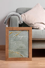 Load image into Gallery viewer, Kintsugi Definition Print – Japanese Philosophy Wall Art, Wabi-Sabi Decor, Healing and Resilience Gift, Gold Marble Aesthetic
