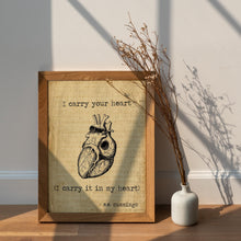 Load image into Gallery viewer, EE Cummings I carry your heart (I carry it in my heart) Anatomical Heart
