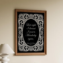 Load image into Gallery viewer, Rebecca, Daphne du Maurier, Last night I dreamt I went to Manderley again, Quote Print Literary Wall Art Framed &amp; Unframed Options
