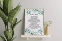 Load image into Gallery viewer, The Art of Marriage Poem Print – Wilferd Arlan Peterson Wedding Reading – Eucalyptus Wall Art for Wedding or Anniversary Gift

