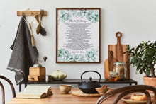 Load image into Gallery viewer, The Art of Marriage Poem Print – Wilferd Arlan Peterson Wedding Reading – Eucalyptus Wall Art for Wedding or Anniversary Gift
