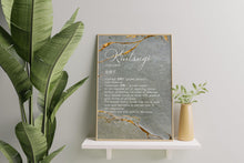 Load image into Gallery viewer, Kintsugi Definition Print – Japanese Philosophy Wall Art, Wabi-Sabi Decor, Healing and Resilience Gift, Gold Marble Aesthetic
