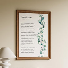 Load image into Gallery viewer, Funeral Blues Poem Print: W. H. Auden Memorial Art
