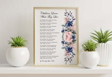 Load image into Gallery viewer, Children Learn What They Live Poem - New Parents Gift - Baby Shower Gift, Nursery Wall Art
