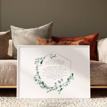 Load image into Gallery viewer, Serenity Prayer Print Reinhold Niebuhr sobriety gift Alcoholics Anonymous twelve step recovery - Full Prayer- VERSION 2 - Landscape
