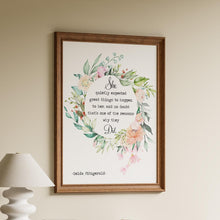 Load image into Gallery viewer, Zelda Fitzgerald Quote, She quietly expected great things Framed &amp; Unframed Options

