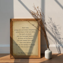 Load image into Gallery viewer, Winston Churchill Quote Print – Be Kind but Be Fierce – Motivational Wall Art for Young Leaders &amp; Change Makers
