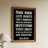 Jocko Willink Print Hard work, late nights, early mornings Inspirational poster Discipline equals freedom - Physical Art Print