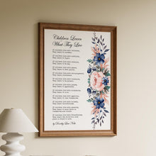 Load image into Gallery viewer, Children Learn What They Live Poem - New Parents Gift - Baby Shower Gift, Nursery Wall Art
