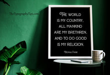 Load image into Gallery viewer, Thomas Paine Quote Print: "The World Is My Country..."
