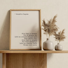 Load image into Gallery viewer, Langston Hughes Dreams Poem Print: Unframed or Framed
