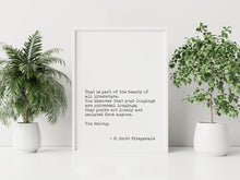 Load image into Gallery viewer, F Scott Fitzgerald Quote Print, "You Belong", Book Lover Gift

