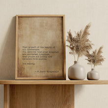 Load image into Gallery viewer, F Scott Fitzgerald Quote Print, "You Belong", Book Lover Gift
