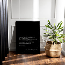 Load image into Gallery viewer, F Scott Fitzgerald Quote Print, "You Belong", Book Lover Gift
