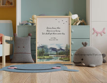Load image into Gallery viewer, Winnie the Pooh Nursery Wall Art "Rivers know this: there is no hurry..." AA Milne Quote

