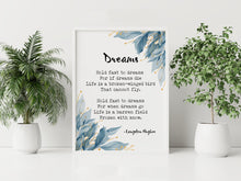 Load image into Gallery viewer, Dreams by Langston Hughes Poem Print Framed &amp; Unframed Options

