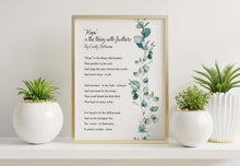 Load image into Gallery viewer, Hope is the thing with feathers Emily Dickinson Poetry Wall art - Framed &amp; Unframed Options
