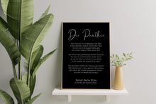 Load image into Gallery viewer, Der Panther Gedicht Rainer Maria Rilke German Poem Art Print - UNFRAMED - Rilke Gedicht Deutsch

