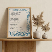 Load image into Gallery viewer, Emily Dickinson Poem Print – “Wild Nights” Romantic Poetry Wall Art
