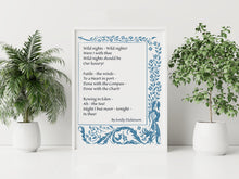 Load image into Gallery viewer, Emily Dickinson Poem Print – “Wild Nights” Romantic Poetry Wall Art
