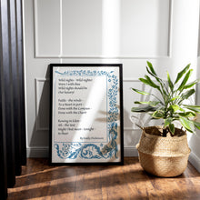 Load image into Gallery viewer, Emily Dickinson Poem Print – “Wild Nights” Romantic Poetry Wall Art
