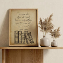 Load image into Gallery viewer, Mark Twain Quote Print: Vintage Books Art for Reading Nook
